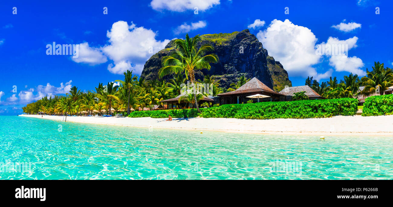 Beautiful beach of Mauritius island,le Morne. Stock Photo