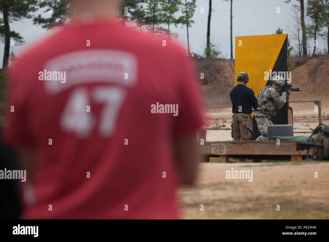 A U.S. Army National Guard officer retrieves ammunition at Malone Range ...