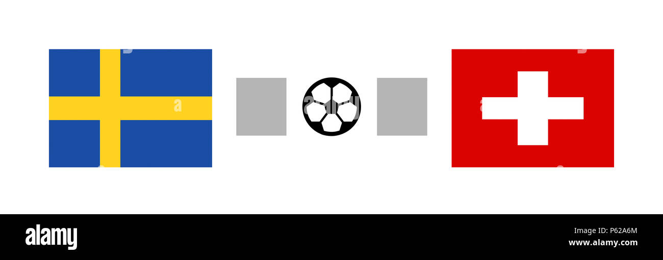 Sweden versus Switzerland flags icon score over white background Stock Photo