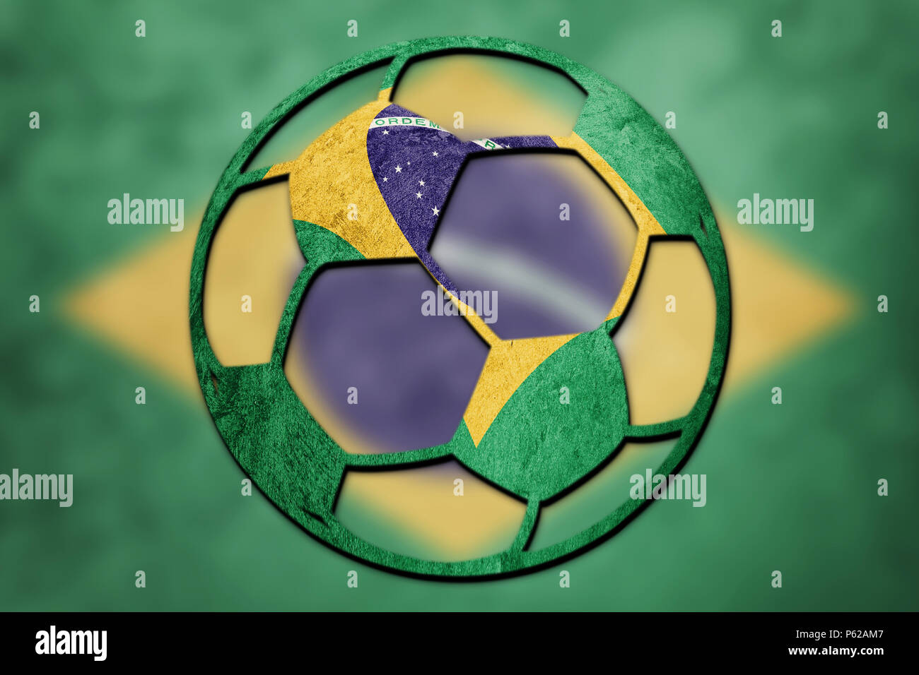 Soccer ball national Brasil flag. Brazilian football ball Stock Photo
