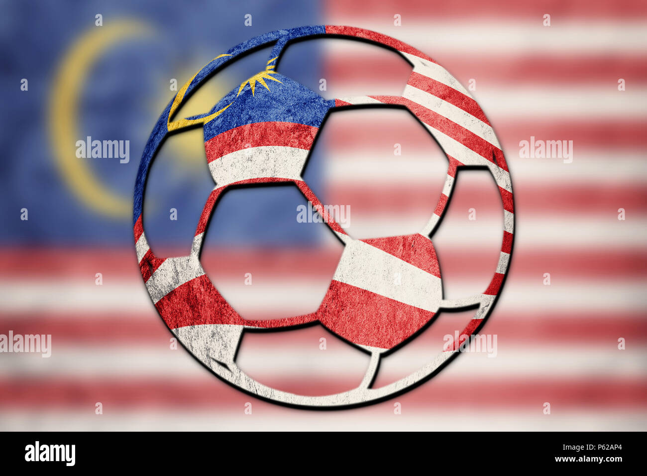 Soccer ball national Malaysia flag. Malaysia football ball Stock Photo
