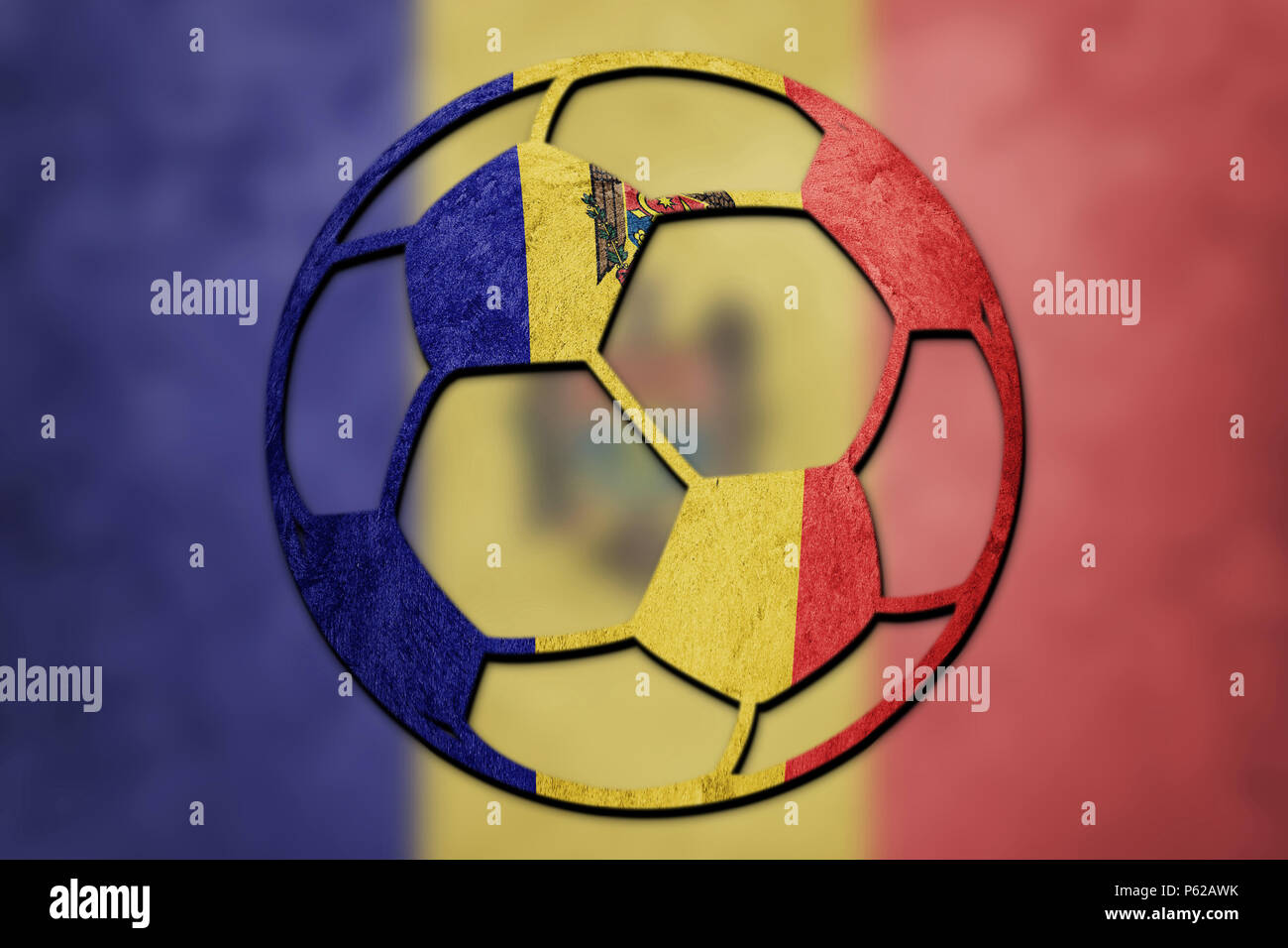 Soccer ball national Moldova flag. Moldova football ball Stock Photo