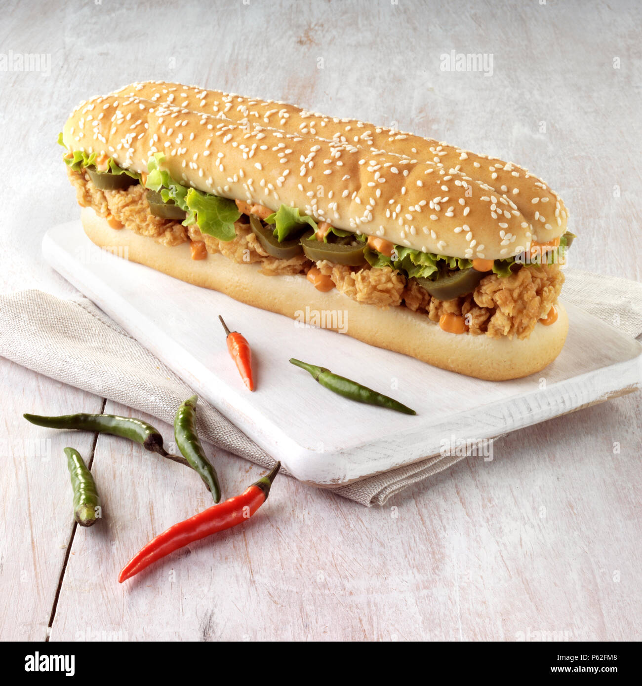 Fried chicken burger Stock Photo - Alamy