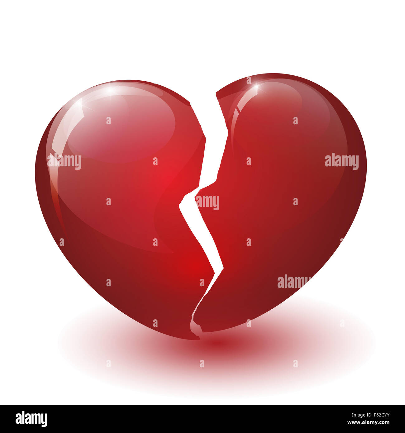 glossy broken heart on a white background Stock Photo