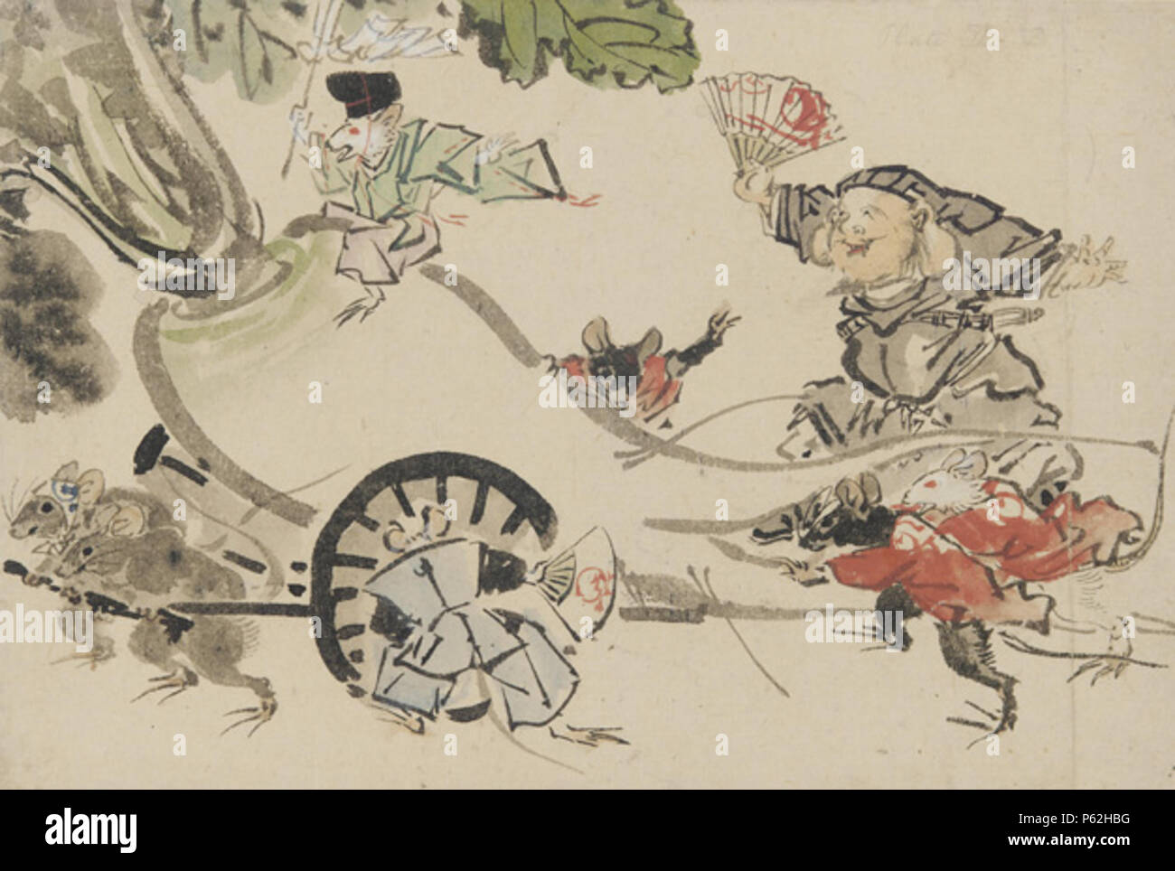 N/A. English: Daikoku with Rats Pulling a Radish Mikoshi by Kawanabe Kyosai (1831-1889) . 22 August 2011.   Kawanabe Kysai  (1831–1889)     Description Japanese painter  Date of birth/death 18 May 1831 26 April 1889  Location of birth/death Koga Tokyo Prefecture  Authority control  : Q2838030 VIAF:50020258 ISNI:0000 0001 2279 759X ULAN:500092866 LCCN:n82024831 Open Library:OL6875142A WorldCat 405 Daikoku with Rats by Kawanabe Kyosai Stock Photo