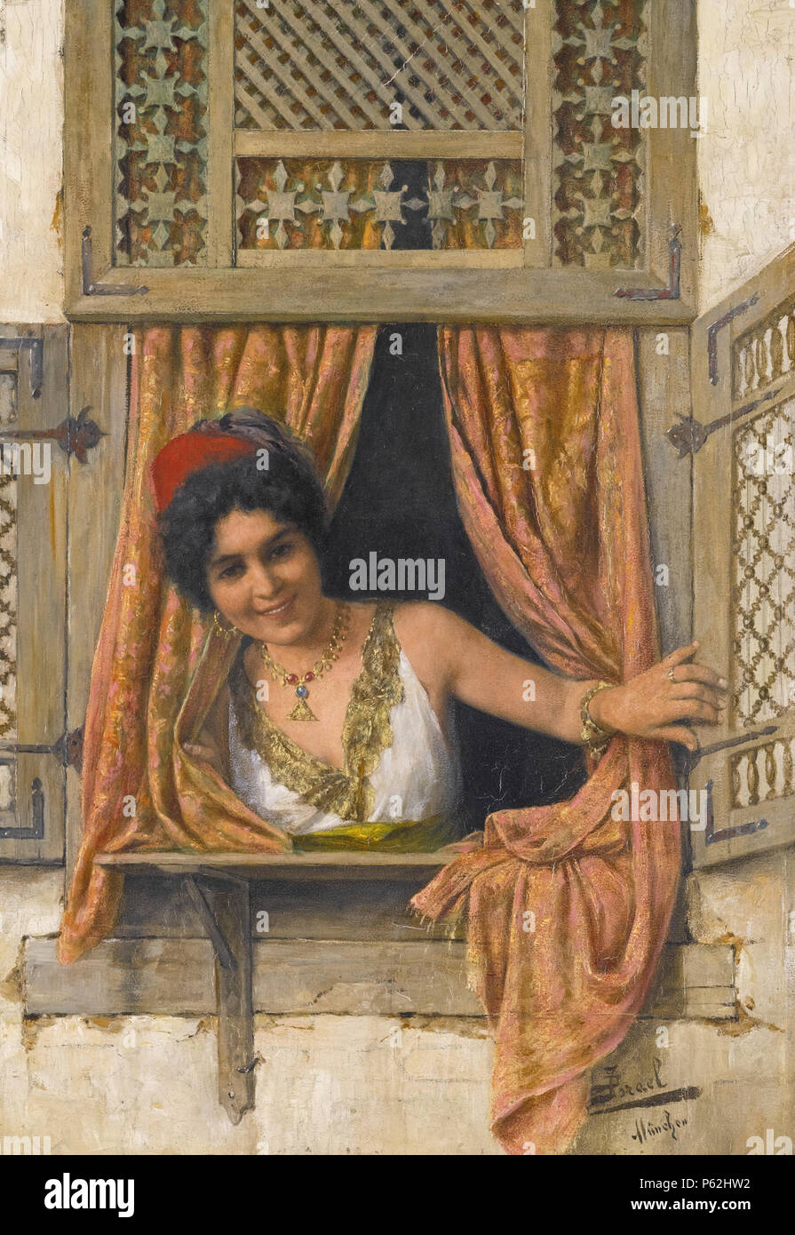 N/A. Deutsch: Frau am Fenster . 19th century. Daniel Israel (1859-1901) 410 Daniel Israel - Frau am Fenster Stock Photo