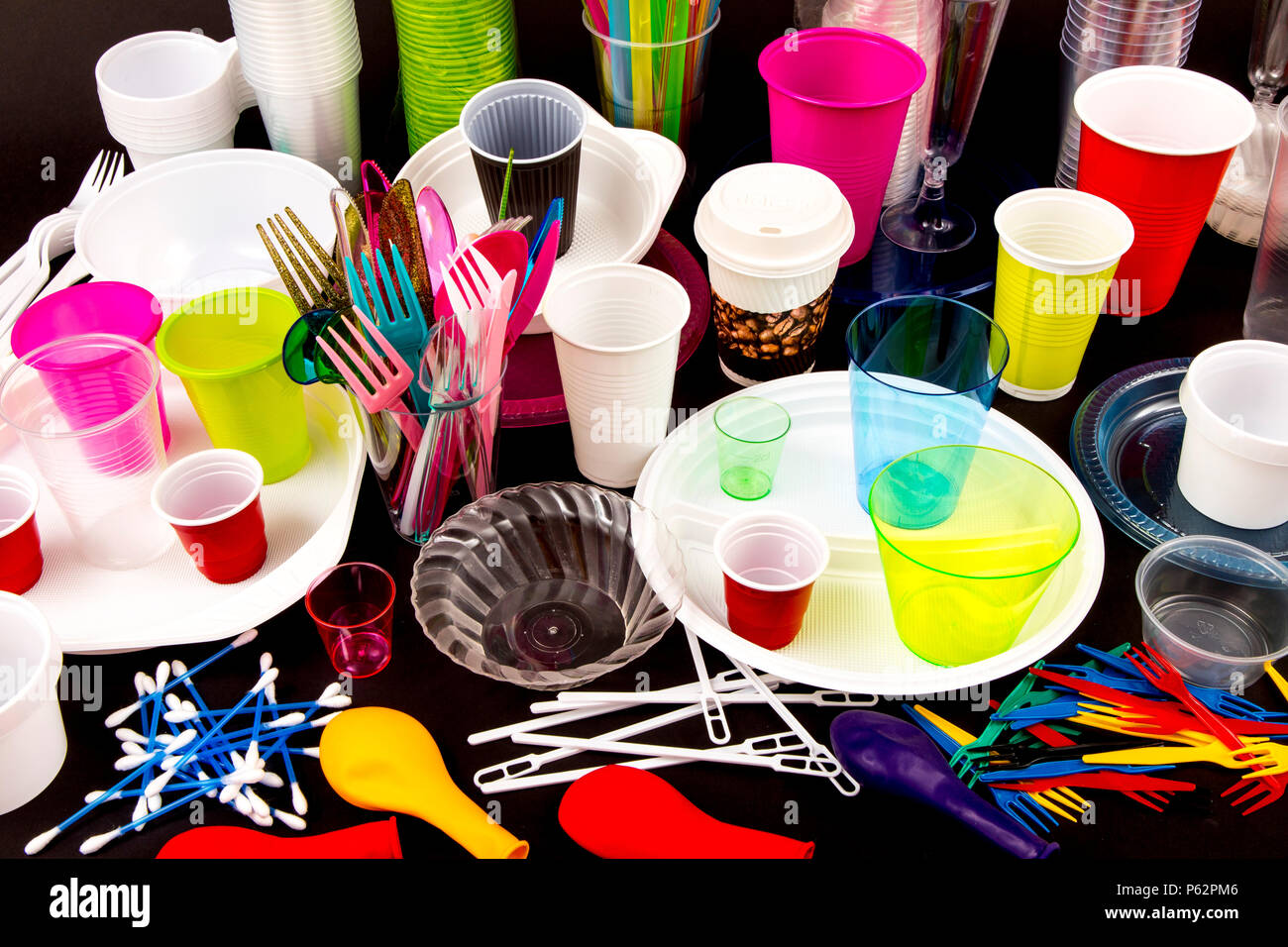 Disposable tableware, plastic utensils, plastic cups, cutlery, and
