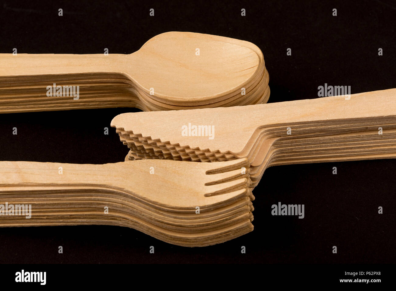 Disposable cutlery made of wood, recyclable Stock Photo Alamy