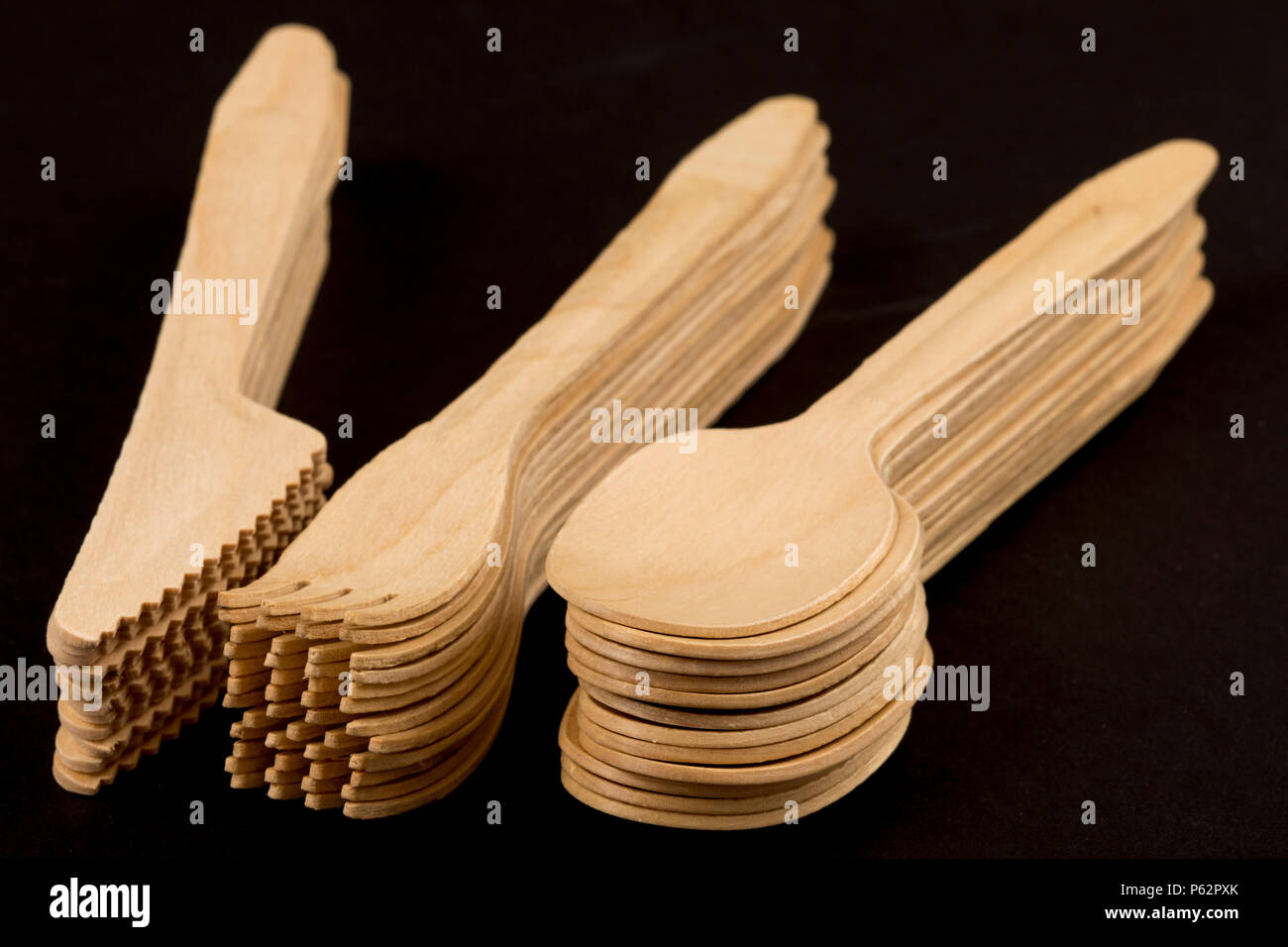 Disposable cutlery made of wood, recyclable Stock Photo Alamy