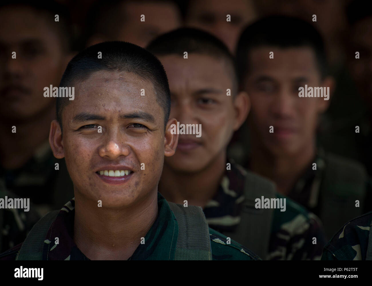 Philippine Air Force Members Stand At Attention Before The Capas Freedom March During Balikatan 16 At Capas Philippines April 11 16 U S And Philippine Service Members Participated In The Public Event Which