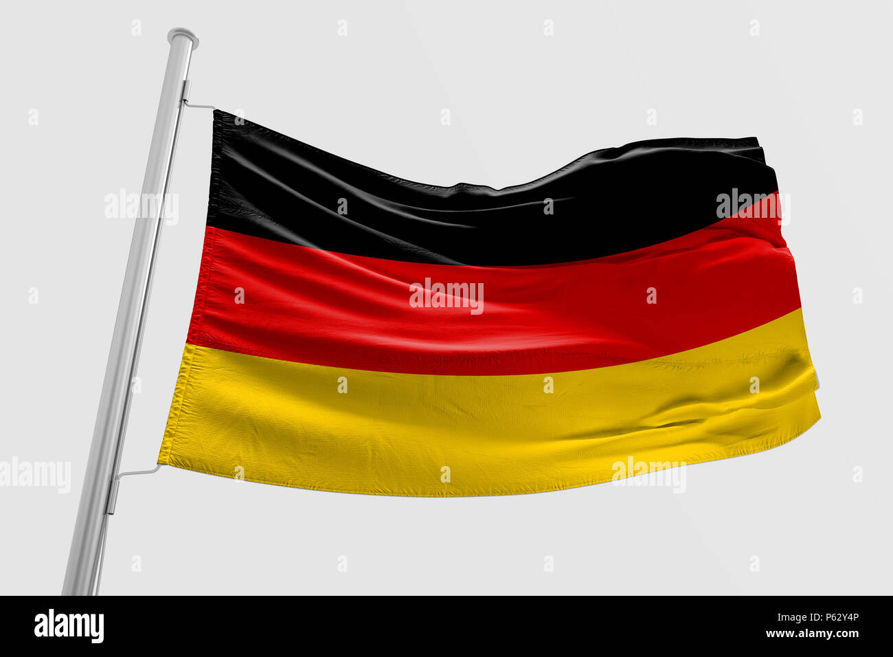 Isolated Germany Flag waving, 3D Realistic Germany Flag Rendered Stock
