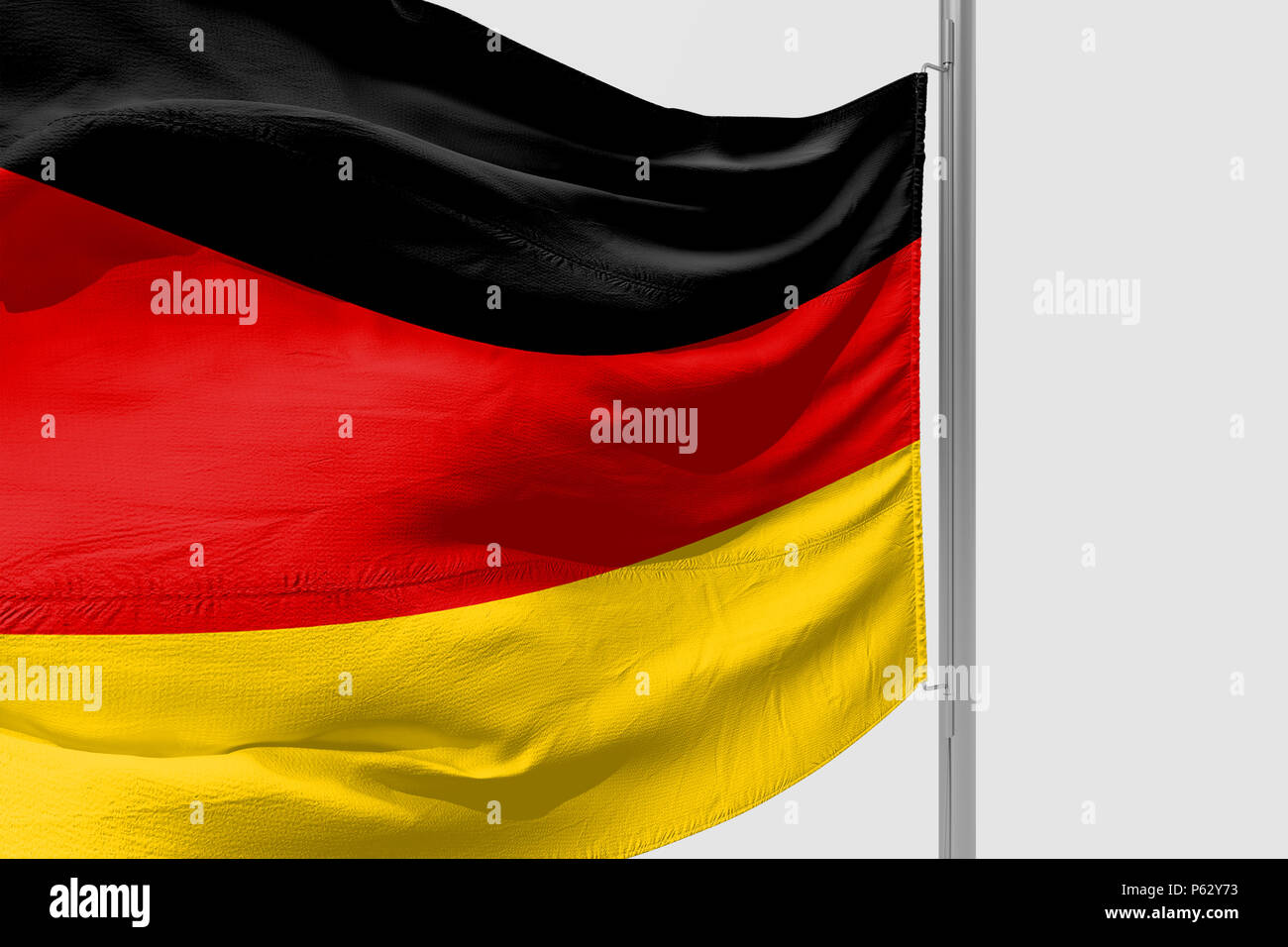 Isolated Germany Flag waving, 3D Realistic Germany Flag Rendered Stock Photo