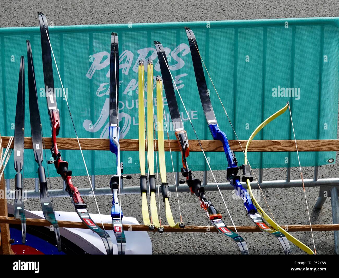 Sporting equipment, bows, to be used during the public Olympic Day