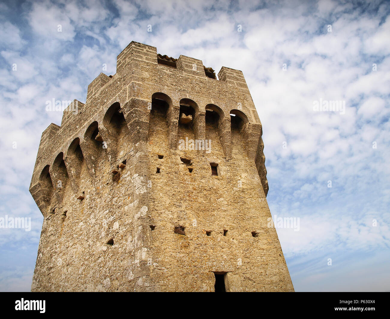 The Cesta Tower with blue sky background in San Marino Stock Photo