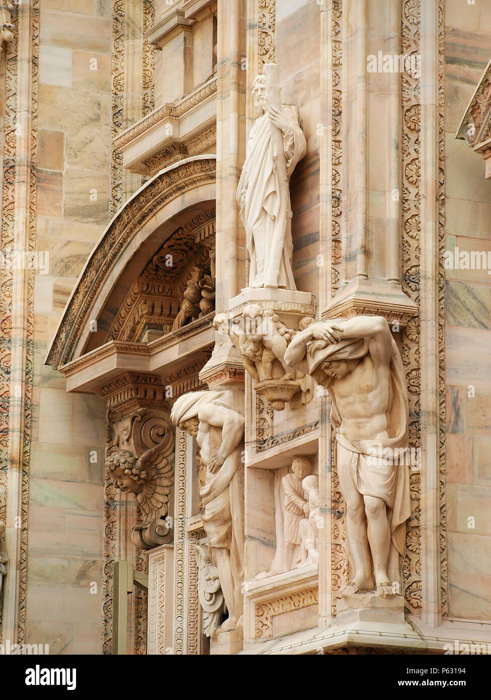 Sculptures and details on the facade on The Dome in Milan, Lombardia, Italy Stock Photo