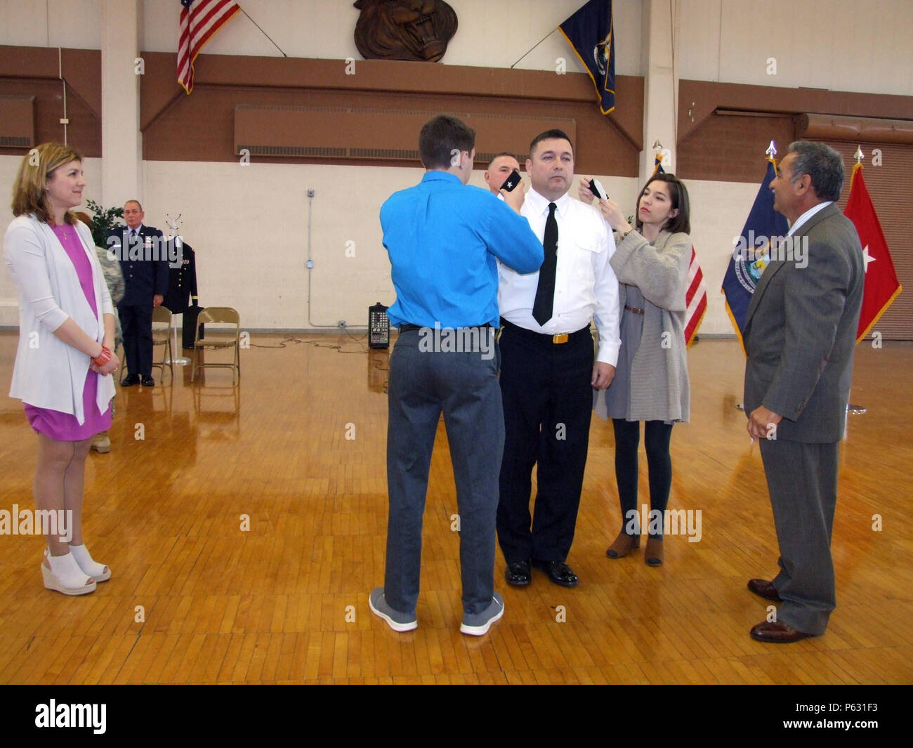 Michigan Army National Guard Soldier, Pablo Estrada, receives his new