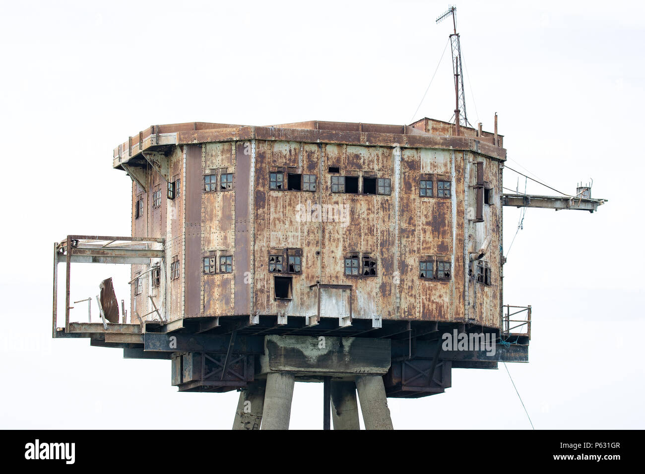 abandoned wartime Shivering Sands Army Fort decaying and rotting away ...