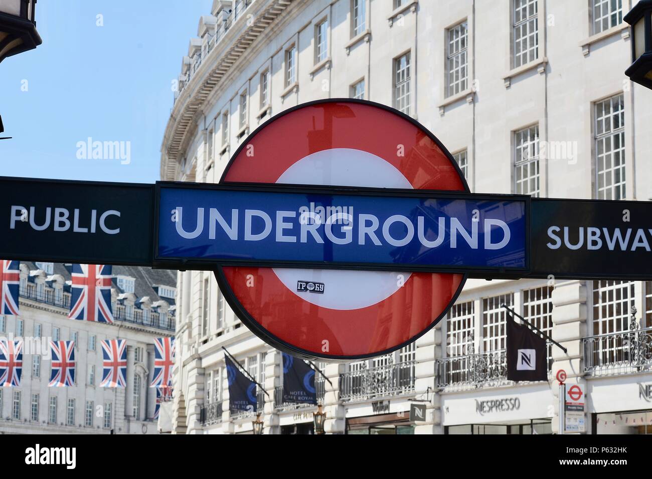 The iconic Transport for London Underground tube roundel at Piccadilly ...