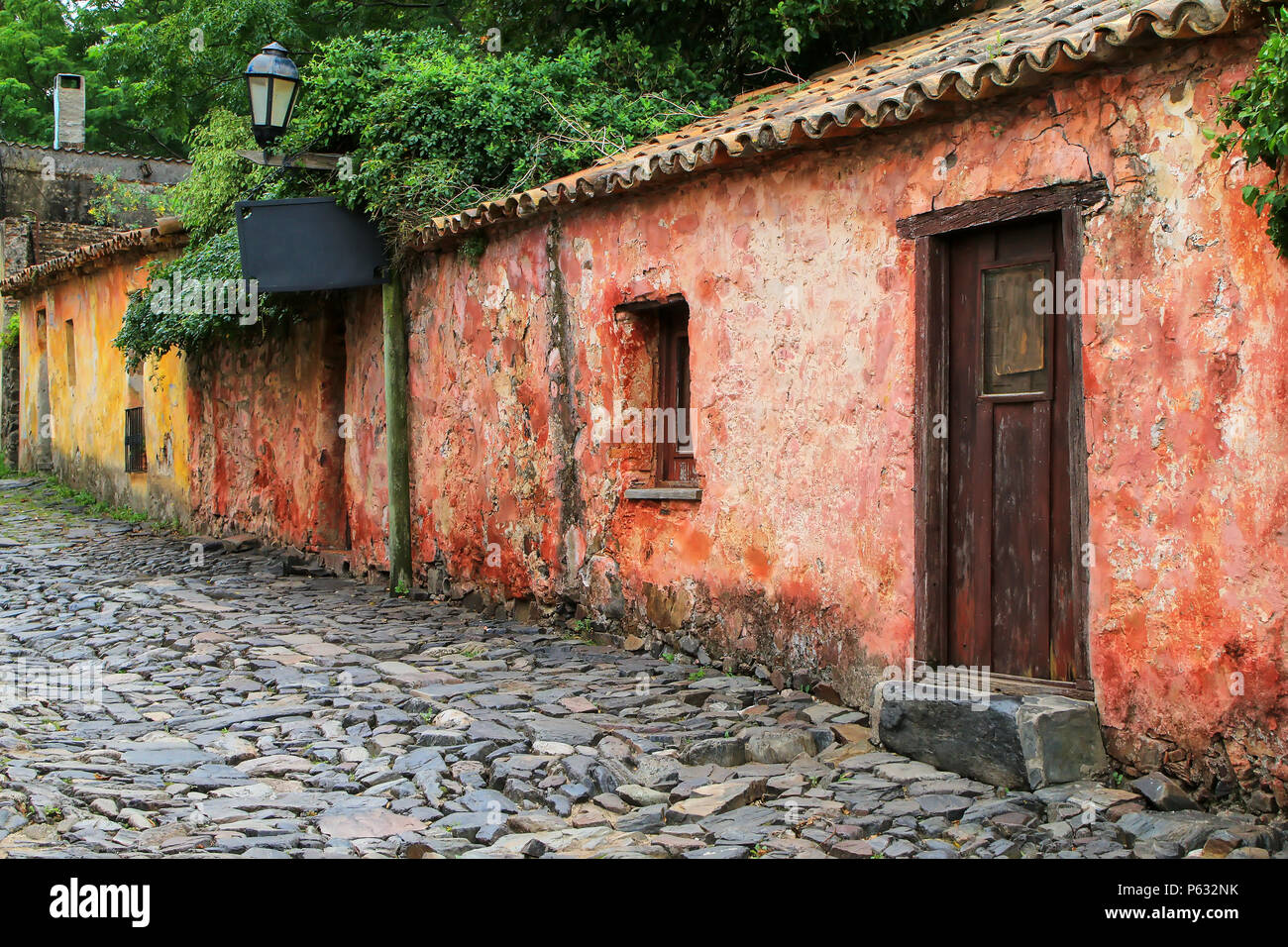 Calle de los Suspiros (Street of Sighs) in Colonia del Sacramento, Uruguay. It is one of the oldest towns in Uruguay Stock Photo