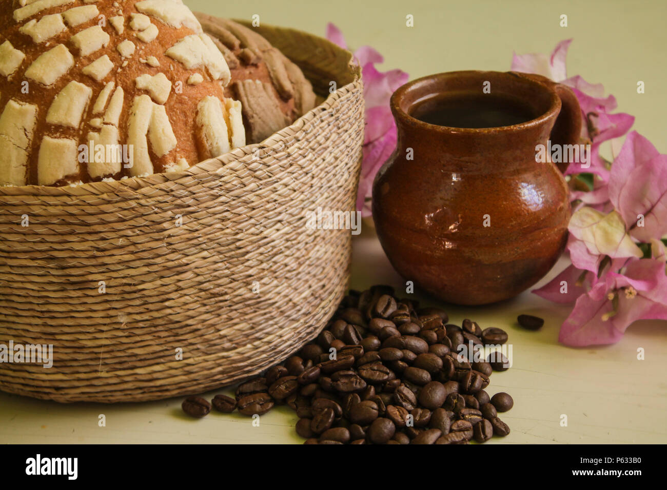 traditional sweet mexican bread, coffee beans, mexico Stock Photo Alamy
