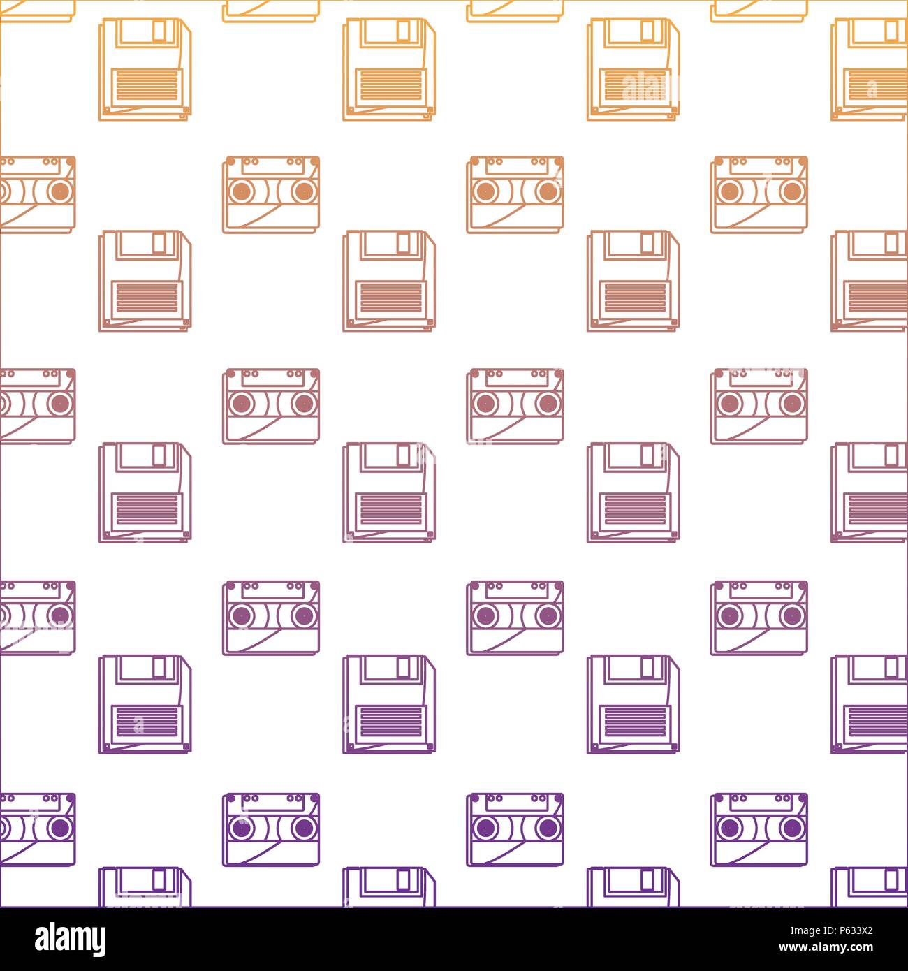 background of Casette and diskette pattern, vector illustration Stock