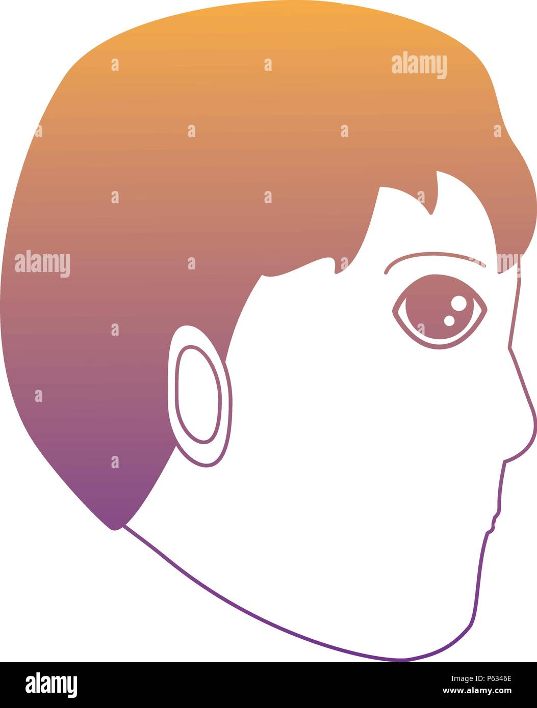 cartoon profile man face icon over white background, colorful design ...