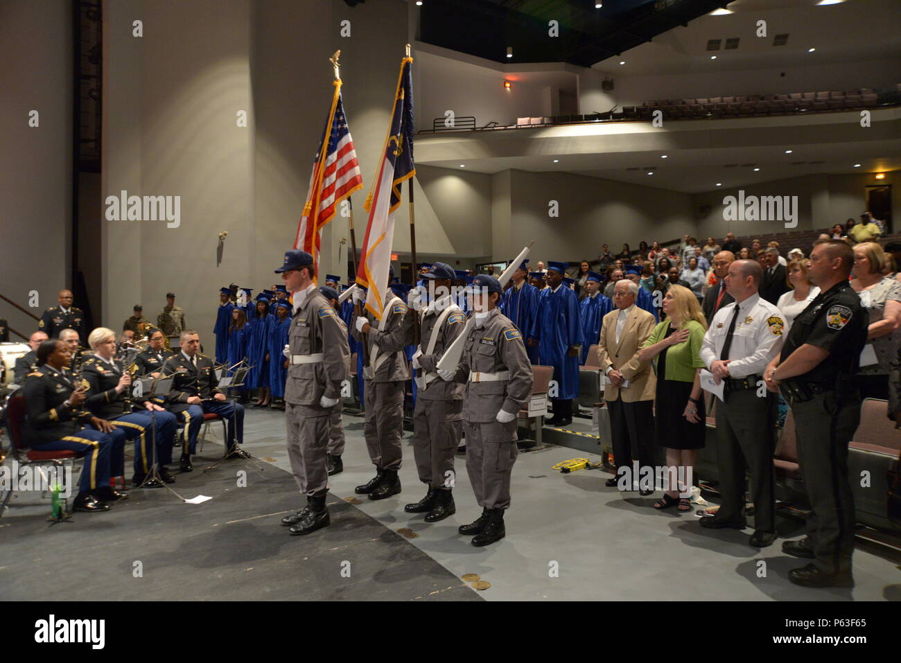 The color guard for Class 01 of the Tarheel Challenge Academy in New