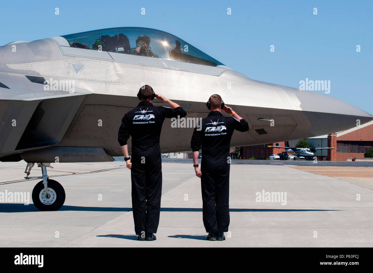 Members of the Air Combat Command F-22 Raptor Demonstration Team ...