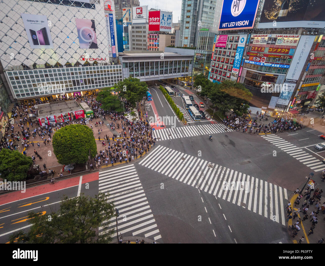 Famous Shibuya Crossing in Tokyo - aerial view - TOKYO / JAPAN - JUNE ...