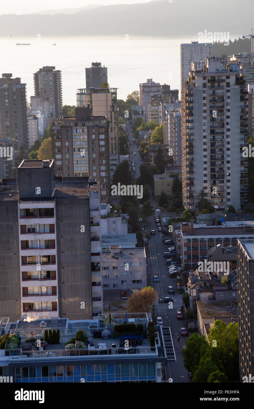 Aerial view of the Downtown City Residential Buildings during a sunny ...