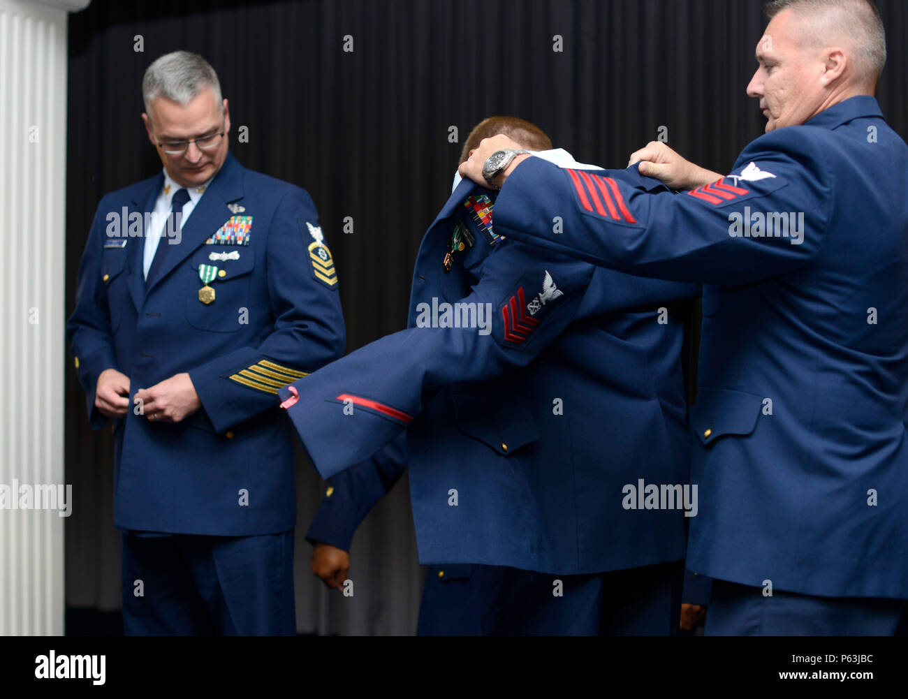 During the 2015 Coast Guard Enlisted Persons of the Year Banquet at Joint Base Anacostia-Bolling, Washington, D.C., Petty Officers recognized for outstanding service received new service dress jackets from the Coast Guard During the 2015 Coast Guard Enlisted Persons of the Year Banquet at Joint Base Anacostia-Bolling, Washington, D.C., Petty Officers recognized for outstanding service received new service dress jackets from the Coast Guard