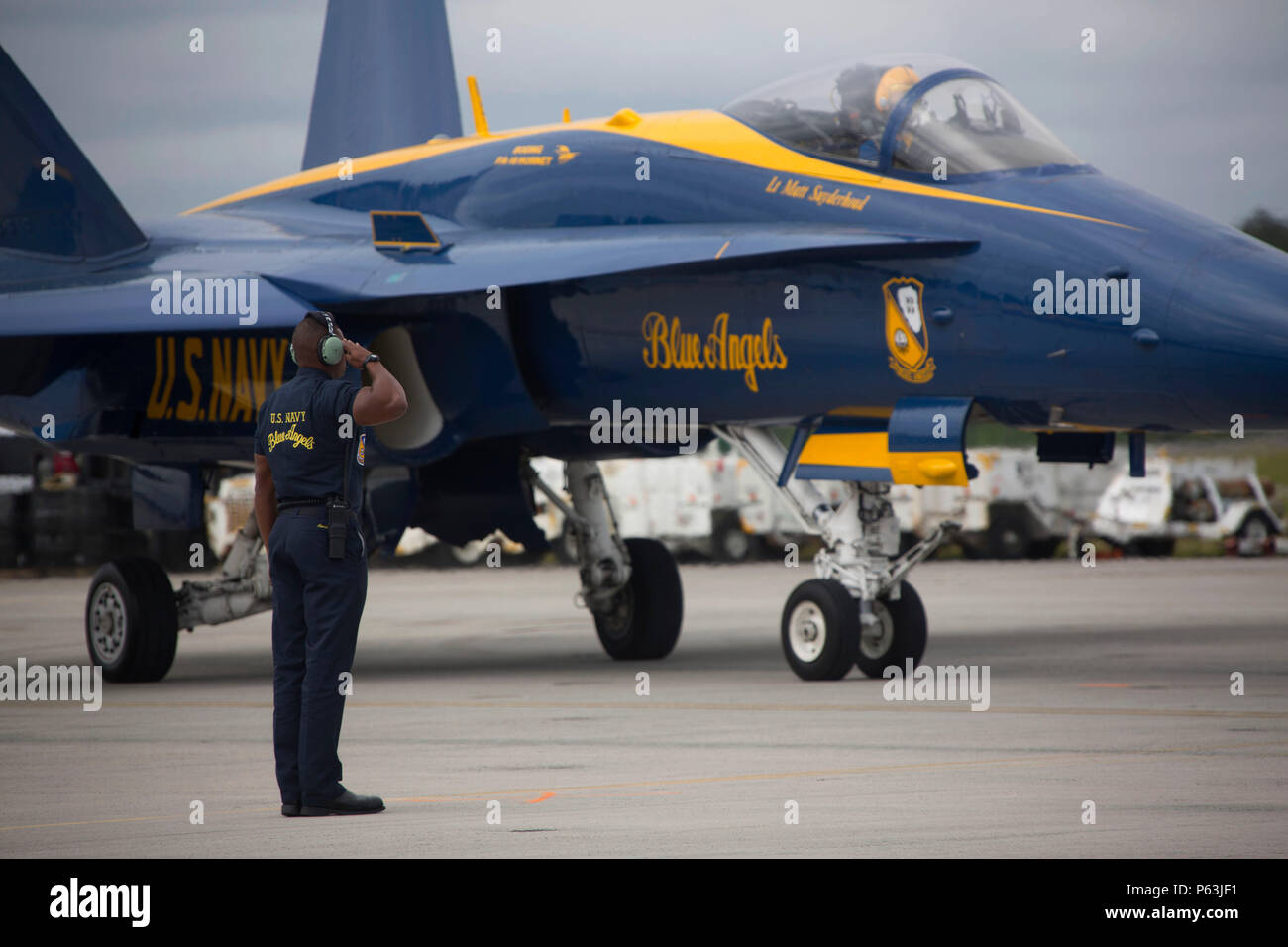 The U.S. Navy Blue Angels team conducted preflight checks prior to ...