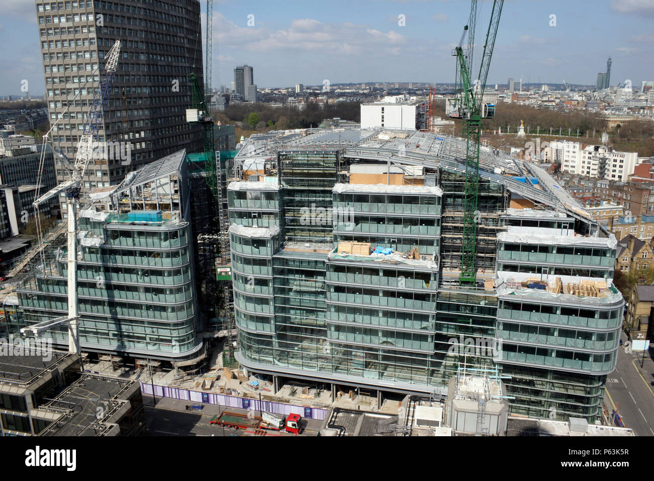 Elevated view of Victoria Street complex during construction. London, UK. Stock Photo