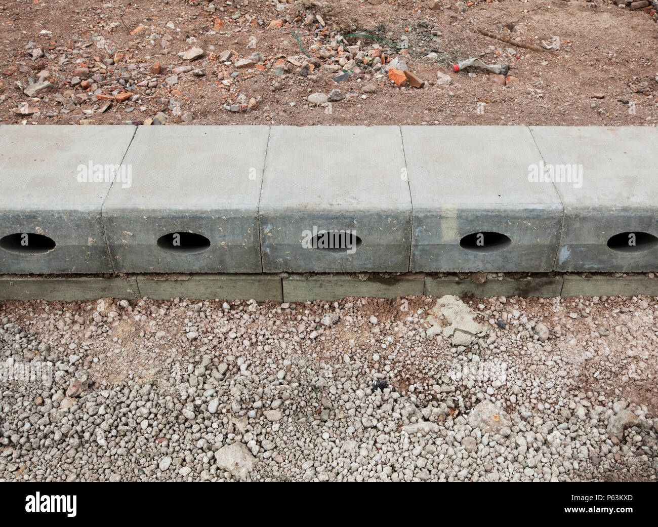 Kerb with integrated drainage Stock Photo