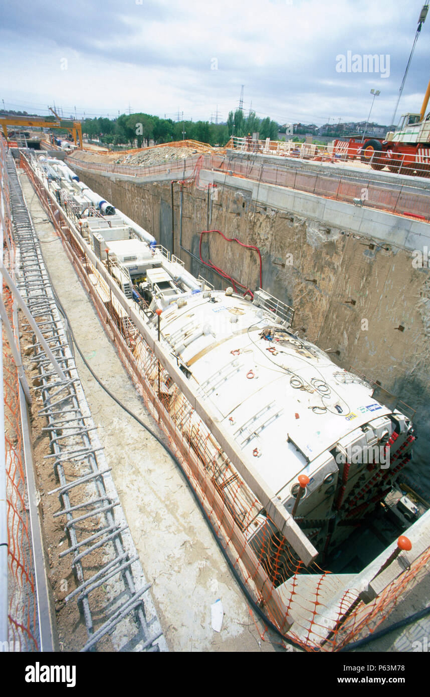 Tunnel boring machine and follow on train nearing full assembly in a