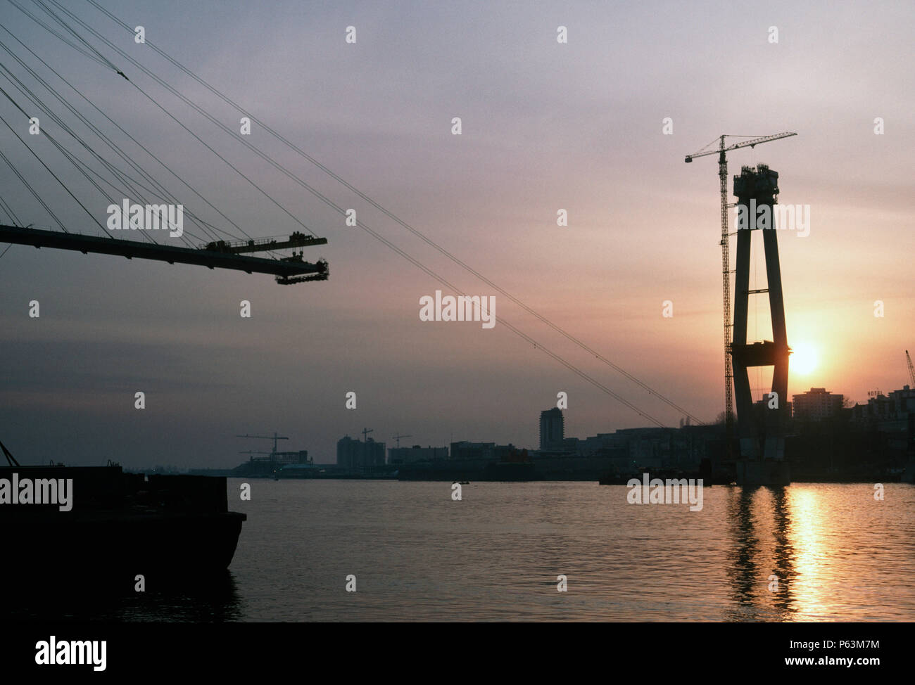 Tower for a cable stay bridge reaching the top point of concreting