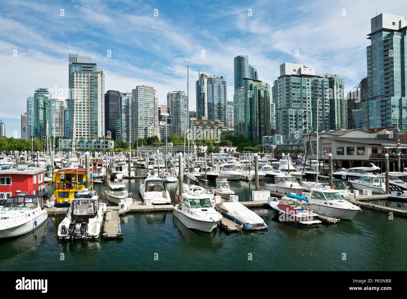 Coal Harbour marina and neighbourhood in downtown Vancouver waterfront. Stock Photo
