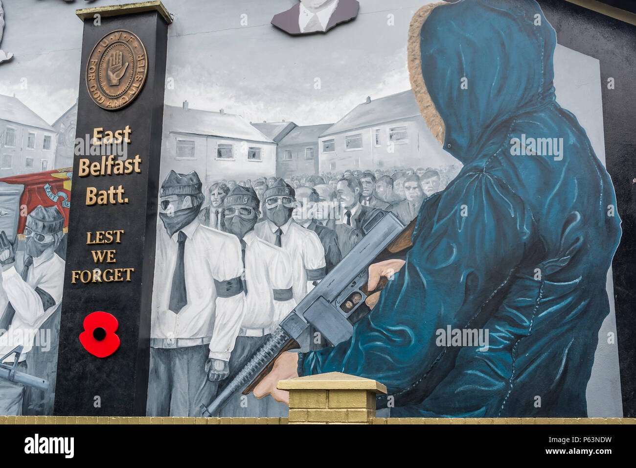 East Belfast UVF mural at Ballymacarrett Road Stock Photo