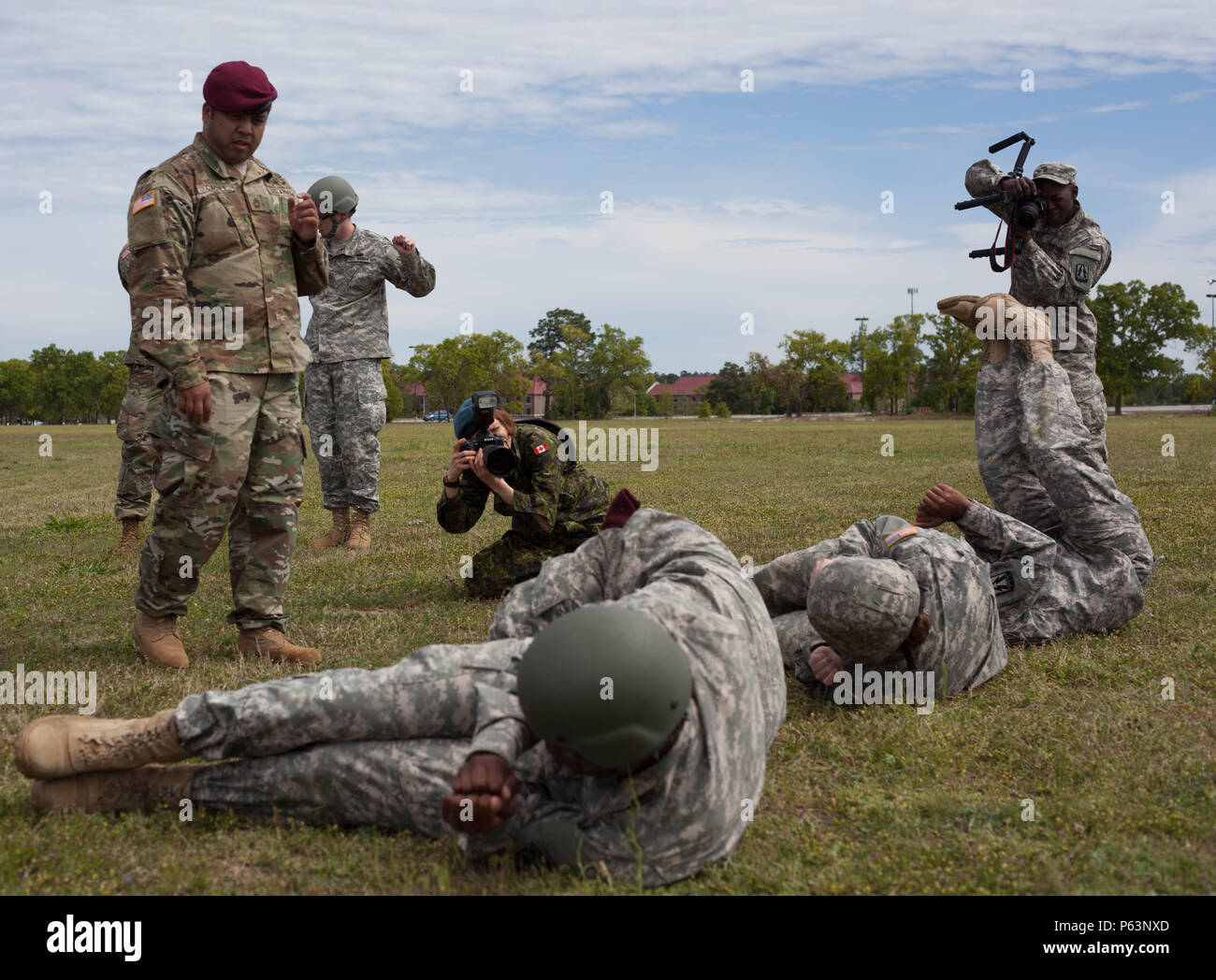 U.S. Army soldiers perform Sustained Airborne Training during Operation  Skyfall USA on Fort Gordon, Ga., April 10, 2016. Operation Skyfall USA  (OS-U) is a 982nd Combat Camera Company (Airborne) Theater Security  Cooperation