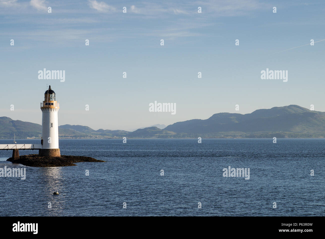 Beautiful Rubha nan Gall Lighthouse near Tobermory on the Isle of Mull in Scotland Stock Photo