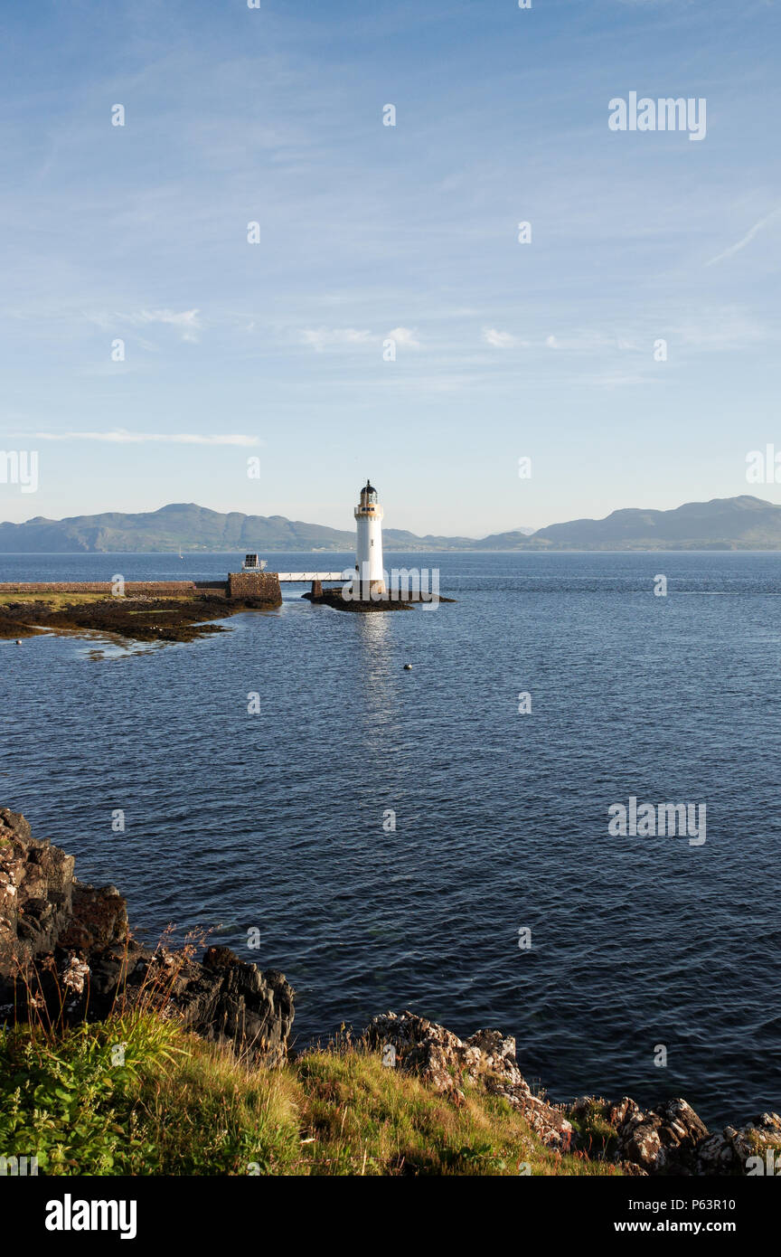 Beautiful Rubha nan Gall Lighthouse near Tobermory on the Isle of Mull in Scotland Stock Photo