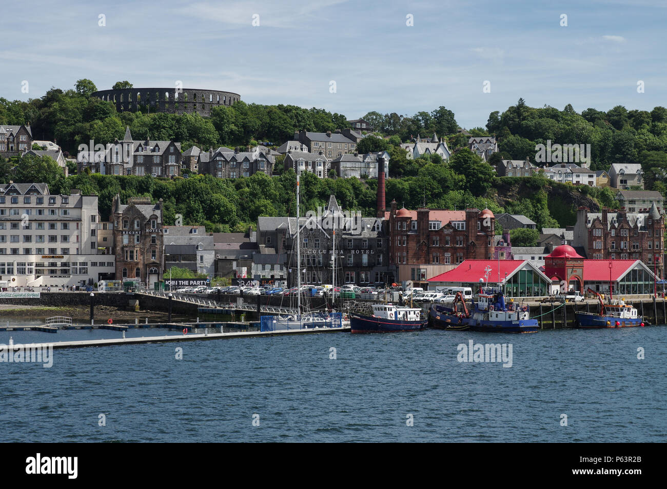 Oban waterfront on a beautiful sunny day - Argyll and Bute council area of Scotland Stock Photo