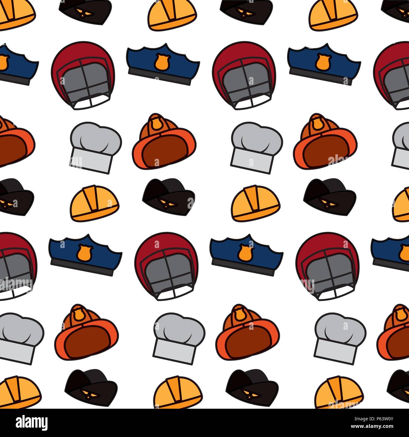 color professional hats and helmets work background vector illustration