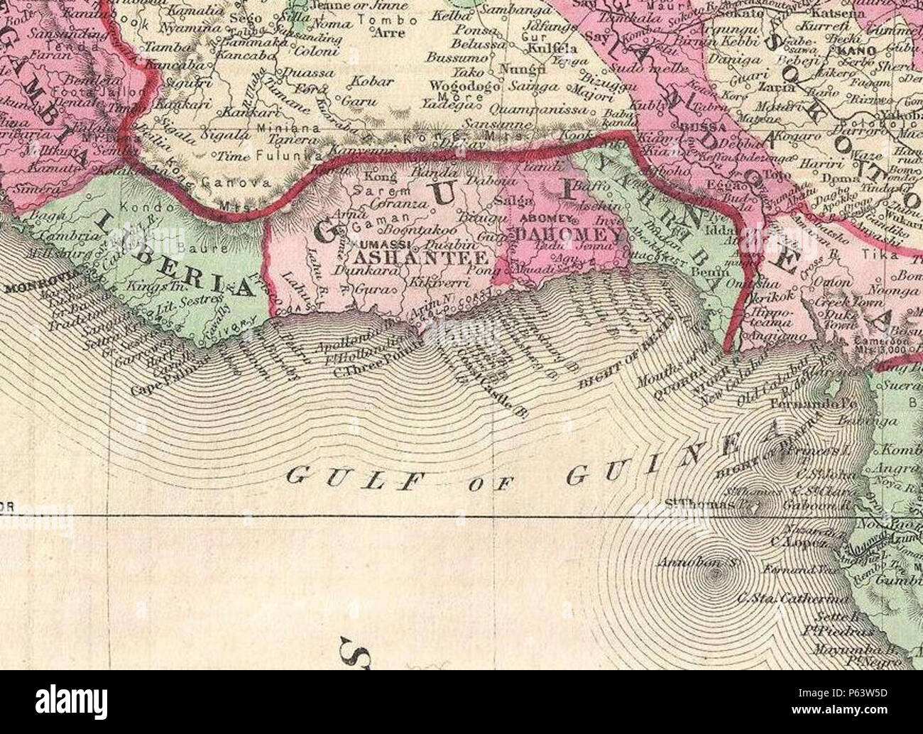 1864 Johnson Map of Africa - Geographicus - Africa-johnson-1864 (guinea). Stock Photo