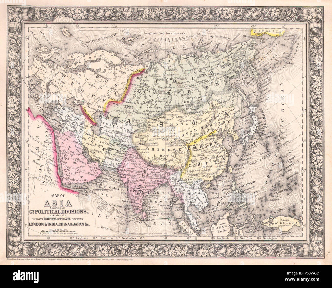 1864 Mitchell Map of Asia - Geographicus - Asia-mitchell-1864. Stock Photo