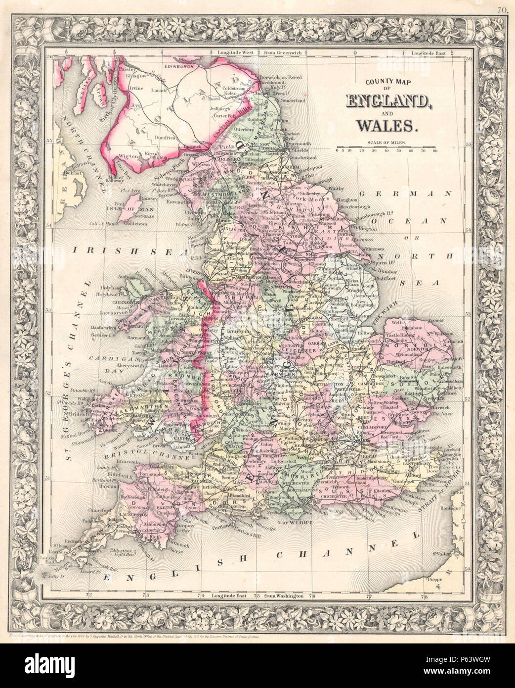 1864 Mitchell Map of England and Wales - Geographicus - England-mitchell-1864. Stock Photo