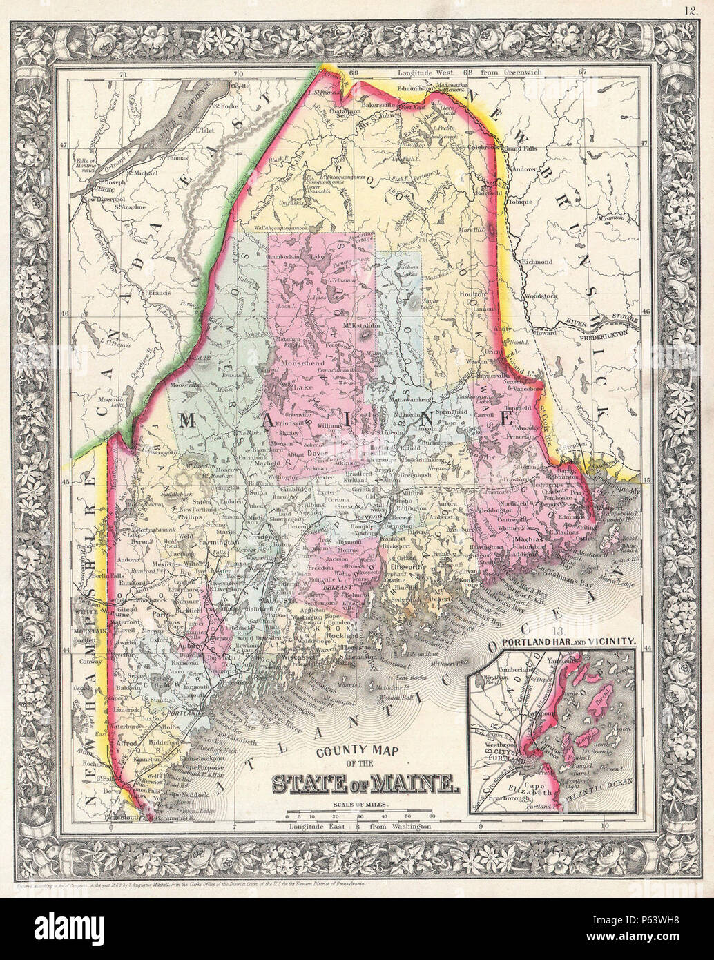 1864 Mitchell Map of Maine - Geographicus - ME-mitchell-1864. Stock Photo