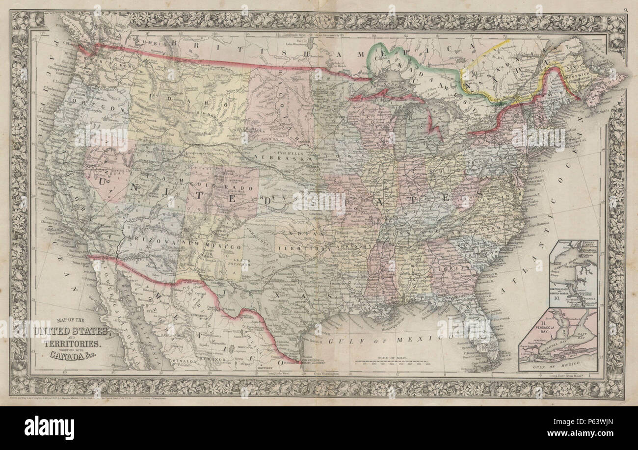 1864 Mitchell Map of the United States - Geographicus - UnitedStates-mitchell-1864. Stock Photo