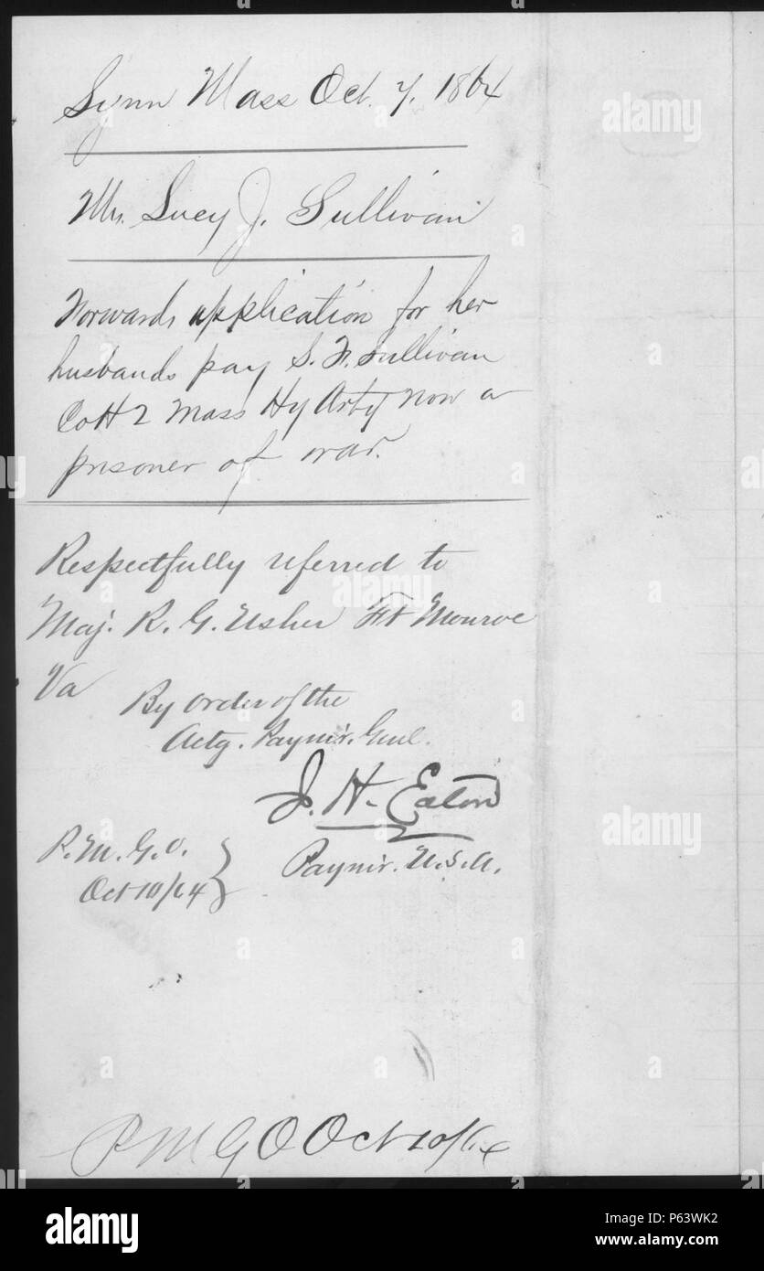 1864 Pay Reply. Stock Photo