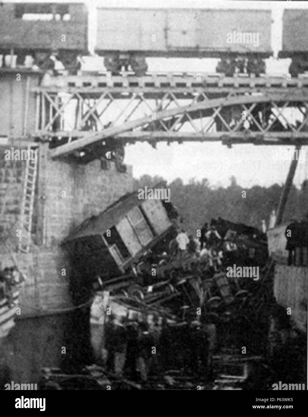 1864 railcar accident Beloeil Canada. Stock Photo